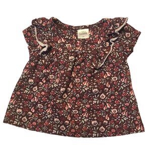 Laughing Llama Baby Girls Floral Cotton Top 6M Short Sleeve Blouse